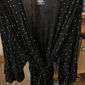 Black stretch knit robe